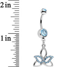 Load image into Gallery viewer, Aqua Gem Live in the Light Lotus Flower Dangle Belly Ring
