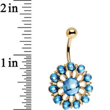Load image into Gallery viewer, Aqua Gem Gold Anodized Ancient Aster Flower Belly Ring
