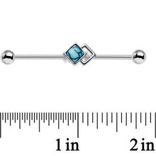 Load image into Gallery viewer, 14G Faux Turquoise Art Deco Industrial Barbell 38mm
