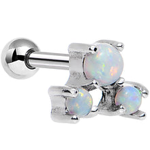 Load image into Gallery viewer, 18G White Synthetic Opal Steel Triad Tragus Cartilage Earring
