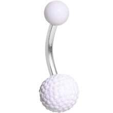 Load image into Gallery viewer, White UV Acrylic Textured Bottom Ball Belly Ring
