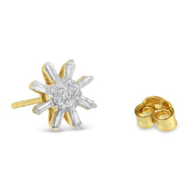 Load image into Gallery viewer, 10k Yellow Gold Round and Baguette Diamond Stud Earring (0.50 cttw, H-I Color, I2-I3 Clarity)
