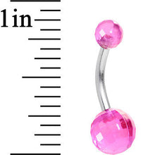 Load image into Gallery viewer, Pink Acrylic Big Bottom Disco Ball Basic Belly Ring
