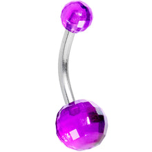 Load image into Gallery viewer, Purple Acrylic Big Bottom Disco Ball Basic Belly Ring
