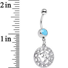 Load image into Gallery viewer, Faux Turquoise Circular Frame Spend the Day At Ohm Dangle Belly Ring
