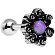 Load image into Gallery viewer, 16G 1/4 Pink Faux Opal Rose Flower Frame Tragus Cartilage Earring
