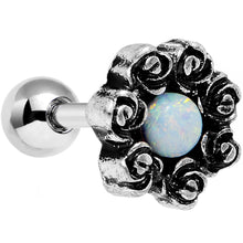 Load image into Gallery viewer, 16G 1/4 White Synthetic Opal Rose Flower Tragus Cartilage Earring
