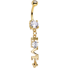 Load image into Gallery viewer, Clear Gem Gold Anodized Lots of Love Dangle Belly Ring
