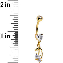 Load image into Gallery viewer, Clear Gem Gold Anodized Life is  Pair of Cherries Dangle Belly Ring

