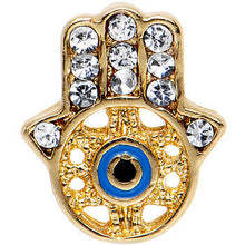 Load image into Gallery viewer, 16G 1/4 Clear Gold Anodized Hamsa Hand Tragus Cartilage Earring
