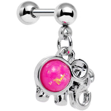 Load image into Gallery viewer, 16G 1/4 Pink Faux Opal Elephant Dangle Tragus Cartilage Earring

