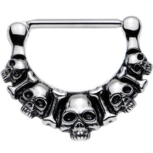 Load image into Gallery viewer, 316L Stainless Steel Five Scary Skulls Nipple Clicker
