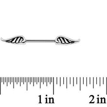 Load image into Gallery viewer, 14G 9/16 Steel Fly with the Angel Wings Nipple Barbell Set
