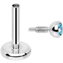 Load image into Gallery viewer, 18G 1/4 Aqua 2mm CZ Gem Internally Threaded Cartilage Earring
