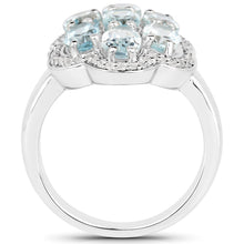 Load image into Gallery viewer, 3.09 Carat Genuine Aquamarine and White Zircon .925 Sterling Silver Ring
