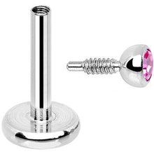 Load image into Gallery viewer, 18G 1/4 Pink 2mm CZ Gem Internally Threaded Cartilage Earring

