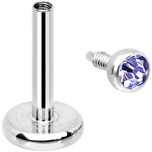 Load image into Gallery viewer, 18G 1/4 Tanzanite 2mm CZ Internally Threaded Cartilage Earring
