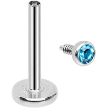 Load image into Gallery viewer, 18G 5/16 Aqua 2mm CZ Internally Threaded Labret Monroe Tragus
