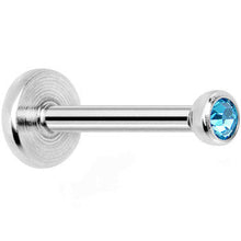 Load image into Gallery viewer, 18G 5/16 Aqua 2mm CZ Internally Threaded Labret Monroe Tragus
