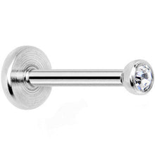 Load image into Gallery viewer, 18G 5/16 Clear 2mm CZ Internally Threaded Labret Monroe Tragus
