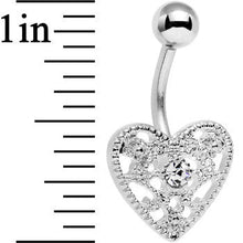 Load image into Gallery viewer, Clear Gem Heavy Heart Belly Ring
