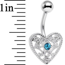 Load image into Gallery viewer, Aqua Gem Heavy Heart Belly Ring
