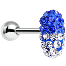 Load image into Gallery viewer, 16G 1/4 Blue and Clear Gem Paved Blue Tragus Cartilage Earring
