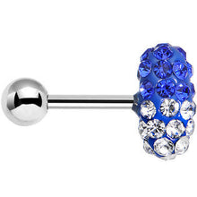 Load image into Gallery viewer, 16G 1/4 Blue and Clear Gem Paved Blue Tragus Cartilage Earring
