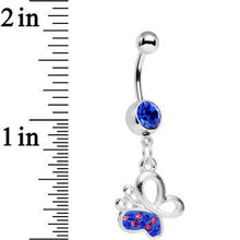Load image into Gallery viewer, Blue Pink Gem Busy Butterfly Dangle Belly Ring
