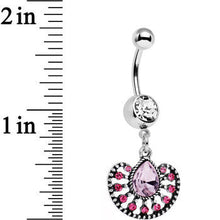 Load image into Gallery viewer, Pink Gem Fantastic Fancy Fan Dangle Belly Ring
