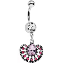 Load image into Gallery viewer, Pink Gem Fantastic Fancy Fan Dangle Belly Ring
