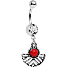 Load image into Gallery viewer, Clear Red Gem Framework Fan Dangle Belly Ring
