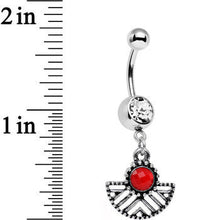 Load image into Gallery viewer, Clear Red Gem Framework Fan Dangle Belly Ring
