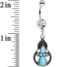 Load image into Gallery viewer, Clear Aqua Gem Faux Turquoise Fancy Dangle Belly Ring
