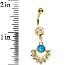 Load image into Gallery viewer, Clear Aqua Gem Gold PVD Debutante Dangle Belly Ring

