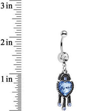 Load image into Gallery viewer, Clear Blue Gem Baby Blue Heart Dangle Belly Ring
