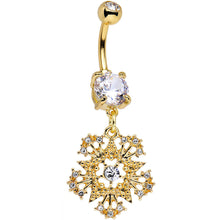 Load image into Gallery viewer, Clear Gem Gold PVD Stunning Snowflake Star Dangle Belly Ring
