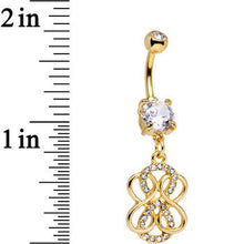 Load image into Gallery viewer, Clear Gem Gold PVD Mobius Strip Infinity Dangle Belly Ring
