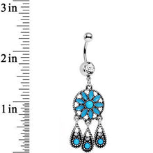 Load image into Gallery viewer, Faux Turquoise Dreamy Southwest Dreamcatcher Dangle Belly Ring
