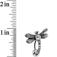 Load image into Gallery viewer, Clear Gem Flyaway Dragonfly Top Mount Belly Ring
