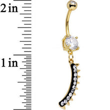 Load image into Gallery viewer, Clear Gem Gold Anodized Euclidian Strip Dangle Belly Ring
