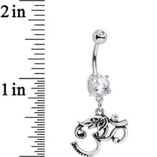 Load image into Gallery viewer, Clear Gem Om My Favorite Lucky Elephant Dangle Belly Ring
