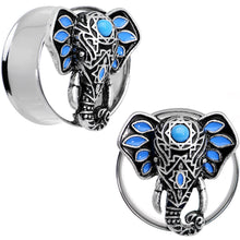 Load image into Gallery viewer, 7/8 Faux Turquoise Bound for Bali Elephant Tunnel Plug Set
