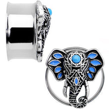 Load image into Gallery viewer, 7/8 Faux Turquoise Bound for Bali Elephant Tunnel Plug Set
