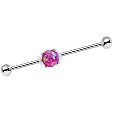 Load image into Gallery viewer, 14G Pink Faux Opal Opulence Industrial Barbell 38mm
