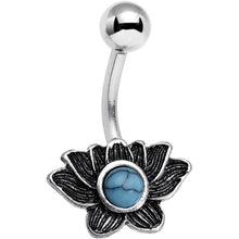 Load image into Gallery viewer, Faux Turquoise Southwest Horizon Flower Belly Ring
