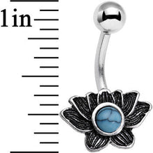 Load image into Gallery viewer, Faux Turquoise Southwest Horizon Flower Belly Ring

