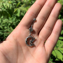 Load image into Gallery viewer, Clear Gem Fairly Fairy Moon Dangle Belly Ring
