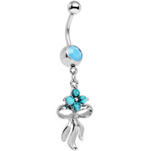 Load image into Gallery viewer, Faux Turquoise Southwestern Bundle and Bow Dangle Belly Ring
