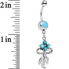 Load image into Gallery viewer, Faux Turquoise Southwestern Bundle and Bow Dangle Belly Ring
